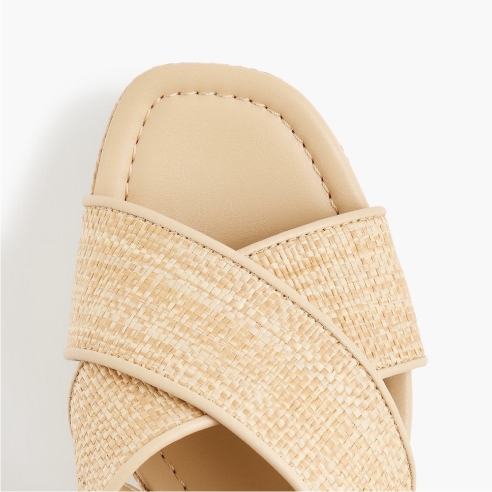 Size 6.5 J.Crew Crisscross Raffia Flatform Wedges New Without Tags - Picture 2 of 8